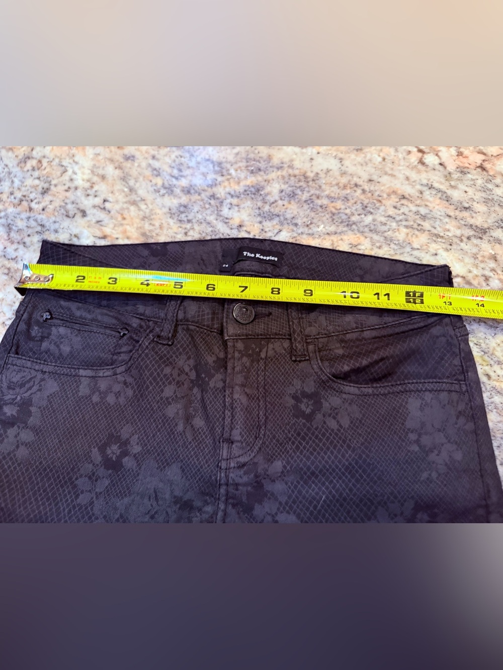 The Kooples Size 24 Short Fit Black Floral Print Skinny Jeans Stretch Designer - Picture 5 of 16